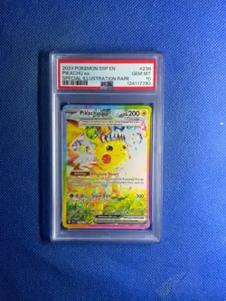 2024 POKEMON SSP EN-SURGING SPARKS SPECIAL ILLUSTRATION RARE PIKACHU EX PSA 10 - Image 1