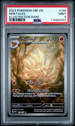 2023 Pokemon Obsidian Flames Ninetales Illustration Rare 199/197 PSA 9 - Image 1