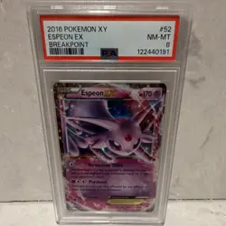Espeon EX PSA 8 Breakpoint 52/122 Ultra Rare Holo Pokemon TCG 2016 - Image 1