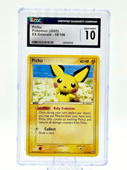 🌟VINTAGE LOW POP🌟2005 English Pokemon EX Emerald PICHU 59/106 CGC 10 GEM MINT - Image 1