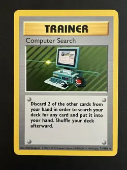 Pokemon Base Set Shadowless Computer Search 71/102 MP - Image 1