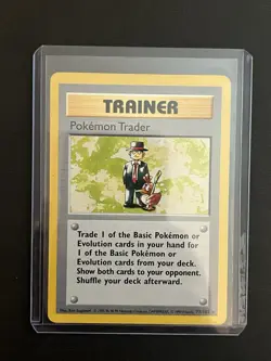 Pokemon Base Set Shadowless Pokemon Trader 77/102 MP - Image 3