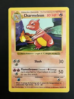 Pokemon Base Set Shadowless Charmander 46/102 & Charmeleon 24/102 MP - Image 4