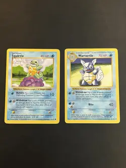Pokemon Base Set Shadowless Squirtle 63/102 & Warortle 42/102 LP-MP - Image 1