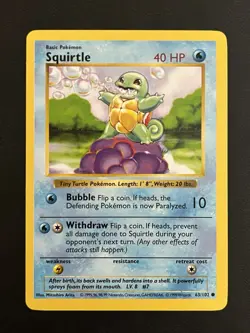 Pokemon Base Set Shadowless Squirtle 63/102 & Warortle 42/102 LP-MP - Image 2