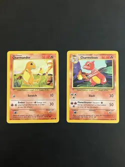 Pokemon Base Set Unlimited Charmander 46/102 & Charmeleon 24/102 NM-LP - Image 1