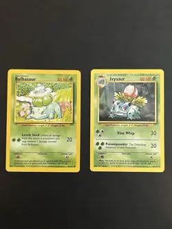 Pokemon Base Set Unlimited Bulbasaur 44/102 & Ivysaur 30/102 NM-LP - Image 1