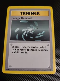 Energy Removal 92/102 Base Set Shadowless Pokemon 1999 WOTC Vintage Card LP - Image 1