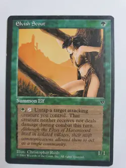 MTG Magic The Gathering Card Elvish Scout Summon Elf Green Fallen Empires - Image 1