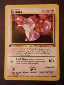 Pokemon Card Team Rocket 1st Edition Regular Finish Rattata 66/82 VLP-NM - Image 1