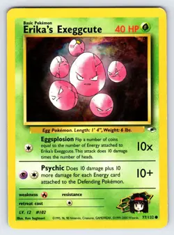 Erika's Exeggcute 77/132 2000 Gym Heroes Pokemon Card Vintage WOTC Common Lp/Mp - Image 1