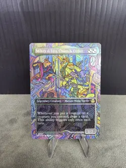 Mikey & Leo, Chaos & Order (Borderless) #200 (Foil) (NM) TMT Magic MTG - Image 1
