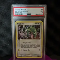 Pokemon Card Rayquaza EX Emerald Holo Rare #9 PSA 7 Near Mint - Image 1