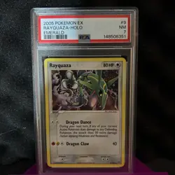 Pokemon Card Rayquaza EX Emerald Holo Rare #9 PSA 7 Near Mint - Image 2