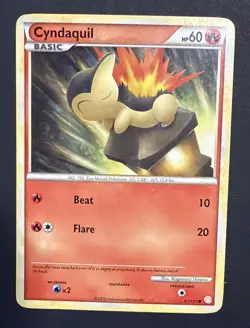 Pokemon HeartGold SoulSilver Card 61/123 Cyndaquil - Image 1
