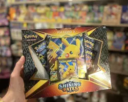 Pokemon TCG Pikachu V Promo Box Collection Shining Fates New Sealed 4 Packs - Image 1