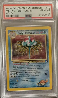 2000 POKEMON GYM HEROES HOLO #10 MISTY'S TENTACRUEL PSA 10 - Image 1