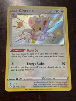 Cinccino Shiny SV094/SV122 – Shining Fates Shiny Vault Holo Pokemon Card NM - Image 1