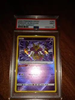 2022 Pokemon TCG Silver Tempest Radiant Alakazam Card 059/195 Mint PSA 9 - Image 1