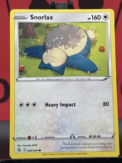 Snorlax 206/264 Fusion Strike Pokemon TCG Regular Common 2021 NM - Image 3