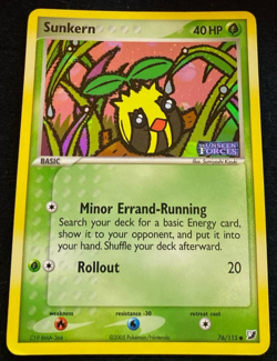 Pokemon Card: Sunkern 76/115 - EX Unseen Forces - Stamped Reverse Holo - Rare LP - Image 1