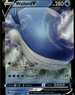 Wailord V Ultra Rare Champion's Path 13/73 Water Pokemon Card - Image 1