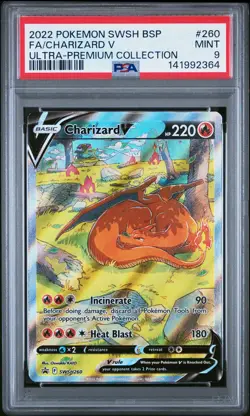 2022 POKEMON SWSH BLACK STAR PROMO #260 FULL ART/CHARIZARD V PSA 9 - Image 1