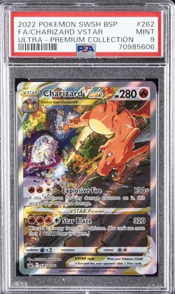 2022 POKEMON SWSH BLACK STAR PROMO #262 FULL ART/CHARIZARD VSTAR PSA 9 - Image 1