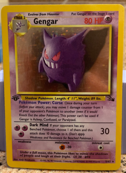 Pokemon TCG Gengar Fossil 20/62 Regular 1999-2000 Wizards Base Set Copyright... - Image 1