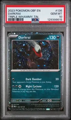 2023 POKEMON OBF EN-OBSIDIAN FLAMES TRIPLE WHAMMY TIN #136 DARKRAI PSA 10 - Image 1