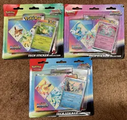 LOT OF 3 Pokemon TCG Scarlet Violet Prismatic Evolutions Tech Sticker Collection - Image 1