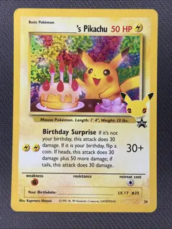 Pokemon Celebrations Birthday Pikachu 24 Classic Collection Holo Near Mint NM - Image 1
