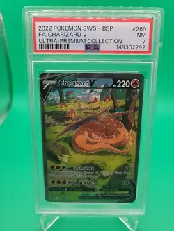 2022 POKEMON SWSH BLACK STAR PROMO #260 FULL ART/CHARIZARD V PSA 7 - Image 1