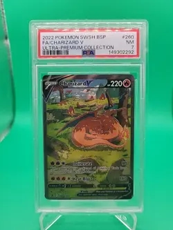 2022 POKEMON SWSH BLACK STAR PROMO #260 FULL ART/CHARIZARD V PSA 7 - Image 2