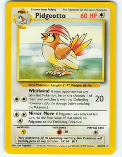 Pidgeotto - 22/102 Base Set - Pokemon TCG - 1999 - Image 1