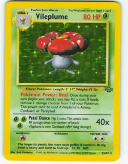 Vileplume - Holo - 15/64 Jungle Set - Pokemon TCG - 1999 - Image 1