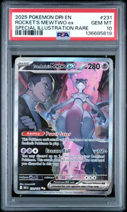 2025 POKEMON DRI EN-DESTINED RIVALS #231 TEAM ROCKET'S MEWTWO EX PSA 10 - Image 1