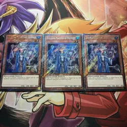 Yugioh! Playset 3x Spellbook Magician of Prophecy Platinum Secret Rare RA04-EN - Image 1