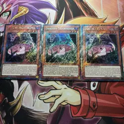Yugioh! Playset 3x Danger!U TsuchinokoU Platinum Secret Rare RA04-EN126 1st Ed. - Image 1