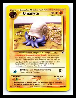 💥 OMANYTE Pokemon Neo Discovery 46/75 Card 2001 Pokemon TCG - Image 1
