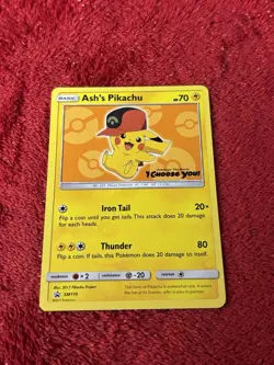 Pokemon TCG Ash's Pikachu SM-P Promo SM110 Regular 70 HP Basic Thunder Card Nm- - Image 5