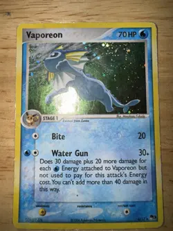 Pokemon TCG Vaporeon Holo Rare Card 6/17 Pop Series 3 - Image 1