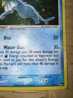 Pokemon TCG Vaporeon Holo Rare Card 6/17 Pop Series 3 - Image 4