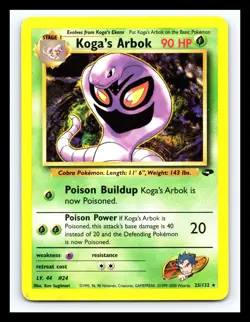 💥 KOGA'S ARBOK # 25/132 Gym Challenge Pokemon Vintage Card 2000 - Image 1