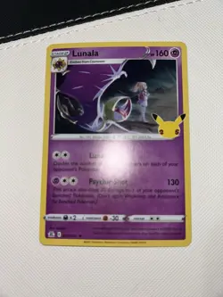 Pokemon Card Lunala 015/025 Holo Rare Celebrations 25th anniversary TCG Near M - Image 1
