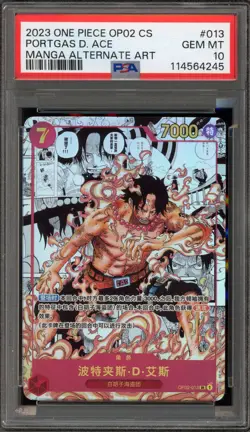 One Piece CCG Portgas.D.Ace CHINESE Manga Alternate Art OP02-013 PSA 10 Gem Mint - Image 1
