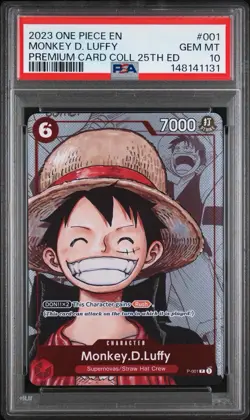 One Piece Monkey D Luffy P-001 25th Anniversary Promo PSA 10 English - Image 1