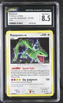 CGC 8.5 Rayquaza 2008 Legends Awakened 14/146 Holo Pokemon Card - Image 1