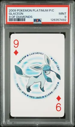 2009 POKEMON PLATINUM VERSION PLAYING CARDS 9 OF DIAMONDS GLACEON PSA 9 - Image 1