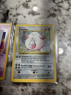 Pokemon Chansey TCG Base Set Holo Unlimited Rare Shadowless Card 3/102 Wear - Image 1
